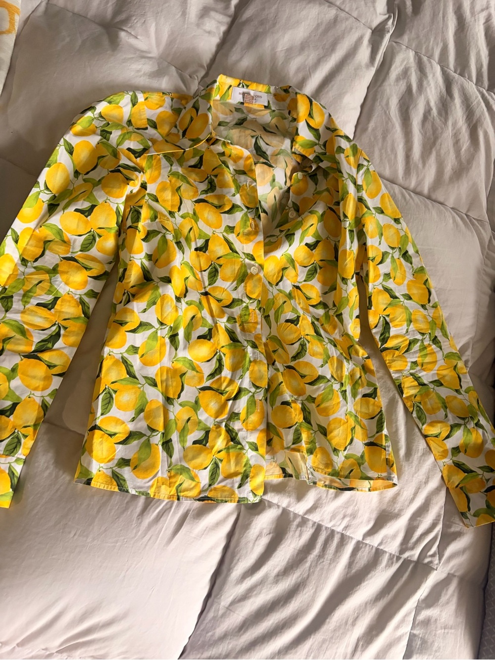 Michael Kors Lemon Print Shirt - White, Yellow & Green